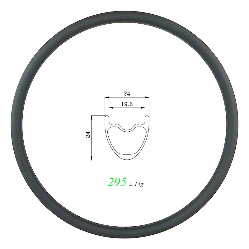 29er 24*24mm Tubeless Hook-less Carbon Rim for Uphill Gravel XC MTB Bike 24-32H