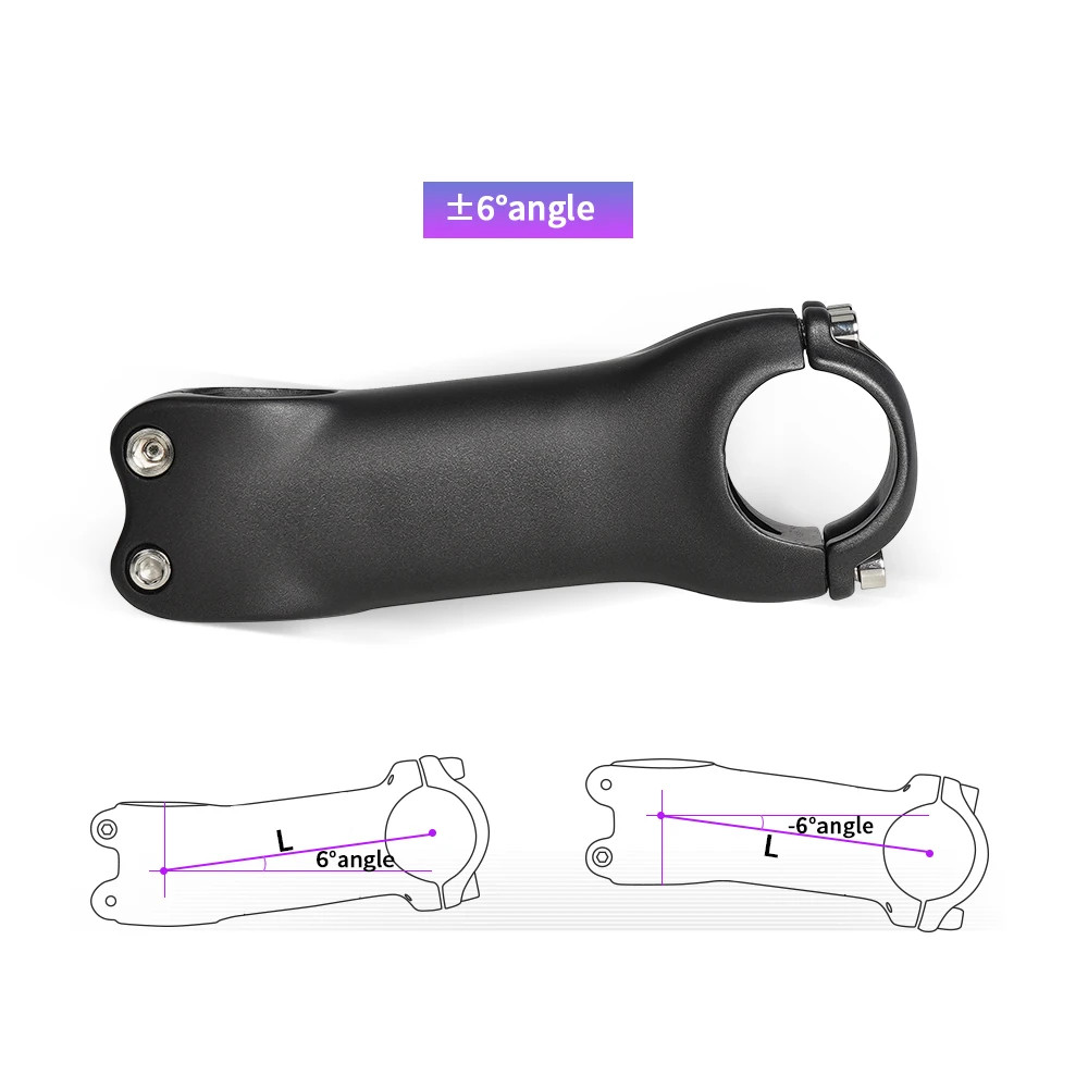 Angle 6/17 Degree Carbon Fiber Road /Mountain Bicycle Stem Black Matte 60-120mm