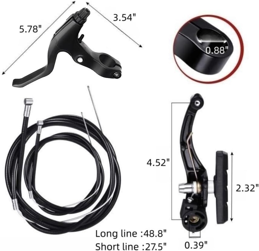Bike Brake Set Aluminum Alloy V-Type Front and Rear Cables Levers for Most Bikes