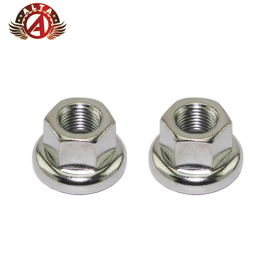Bicycle Bike Hub Axle Nut with Rotating Washer – 3/8″ x 26T – Chrome – Set of 2