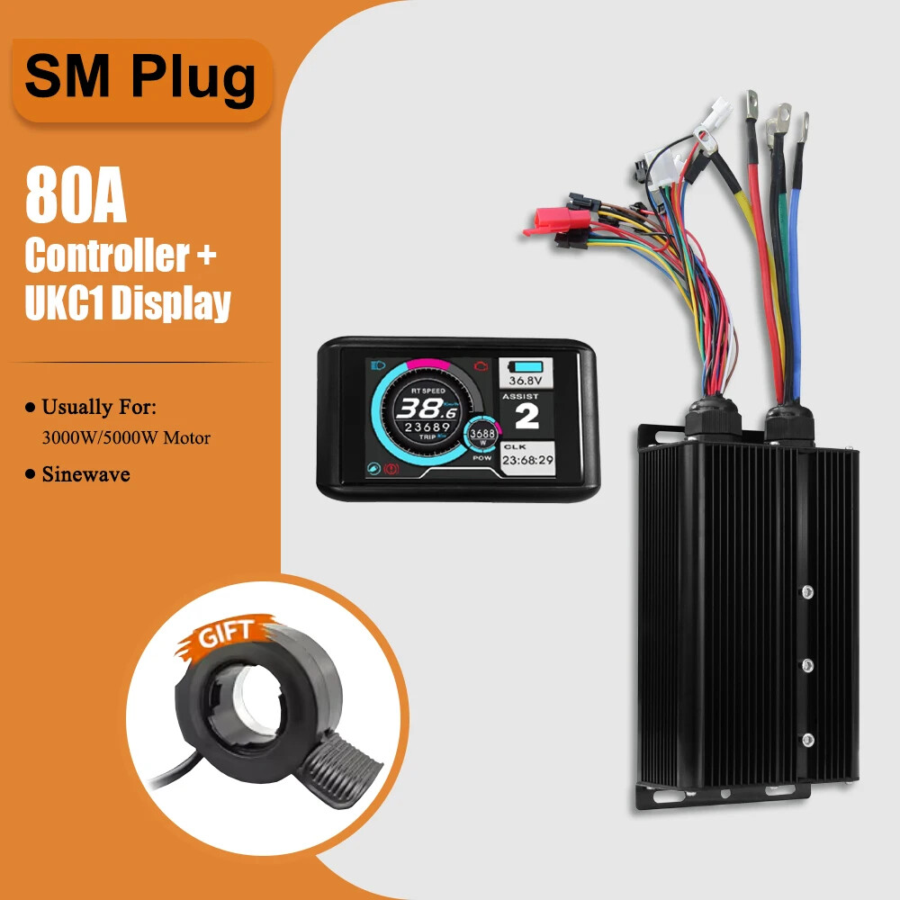48V/72V 80A Sine Wave Brushless Controller with LCD Display Ebike Conversion Kit
