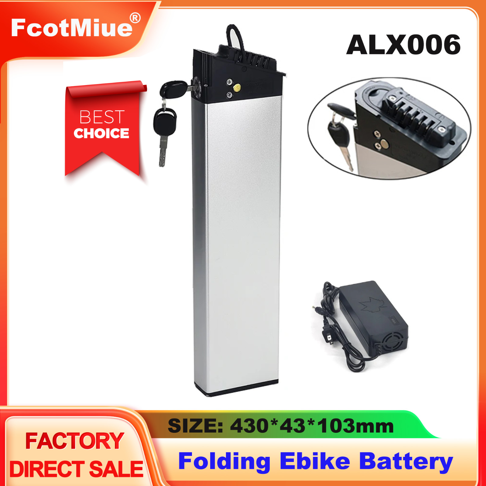 Folding Ebike Battery 48V 10.4Ah 12.8Ah 14Ah ALX006 Battery for Lectric XP 2.0