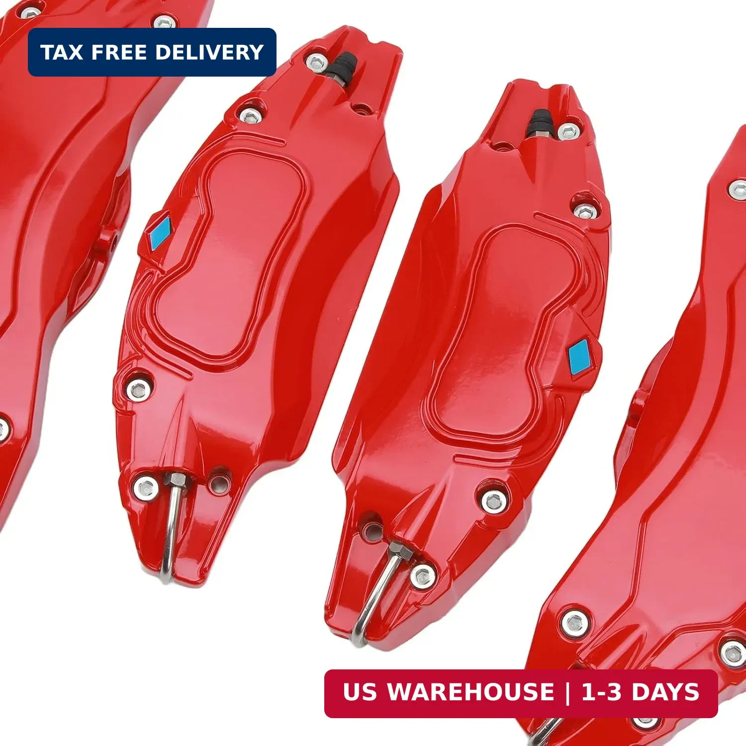 Brake Caliper Covers Set, 4Pcs Aluminium Alloy Red Brake Caliper Covers Red