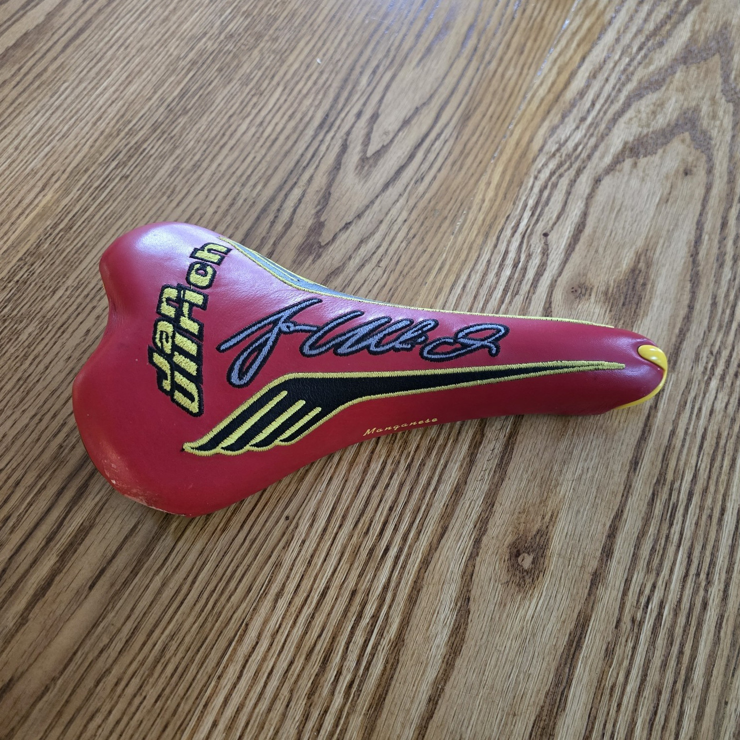 selle Italia Jan Ullrich Racing Leather Bicycle Saddle Seat Red Yellow Black