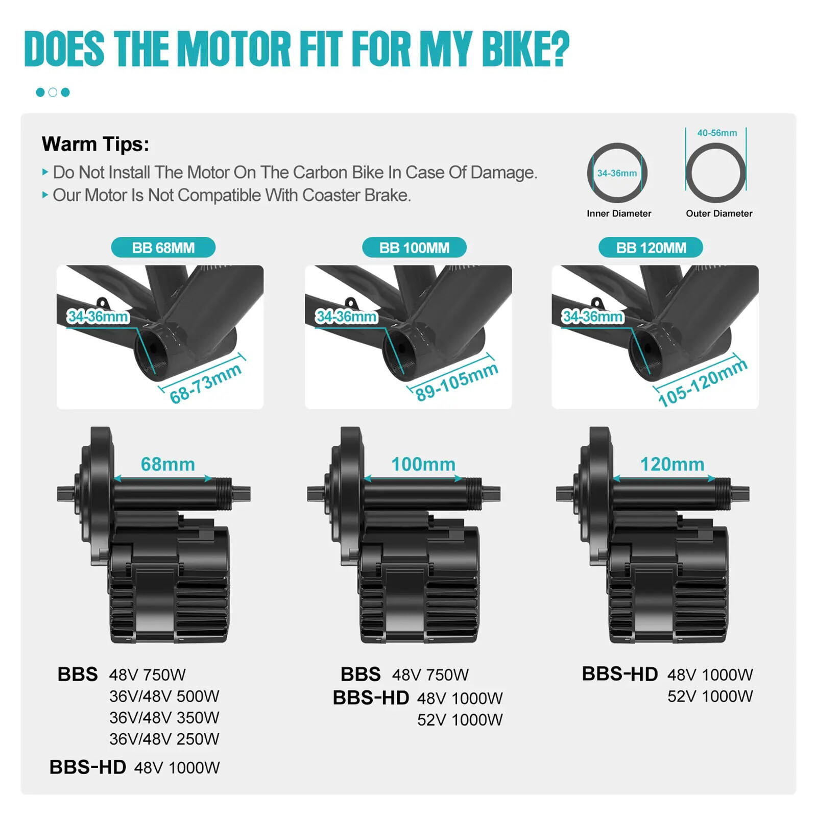 48V Bafang Electric Bike 1000W BBSHD Mid Motor Kit BBS03 Conversion Kit 68-120mm