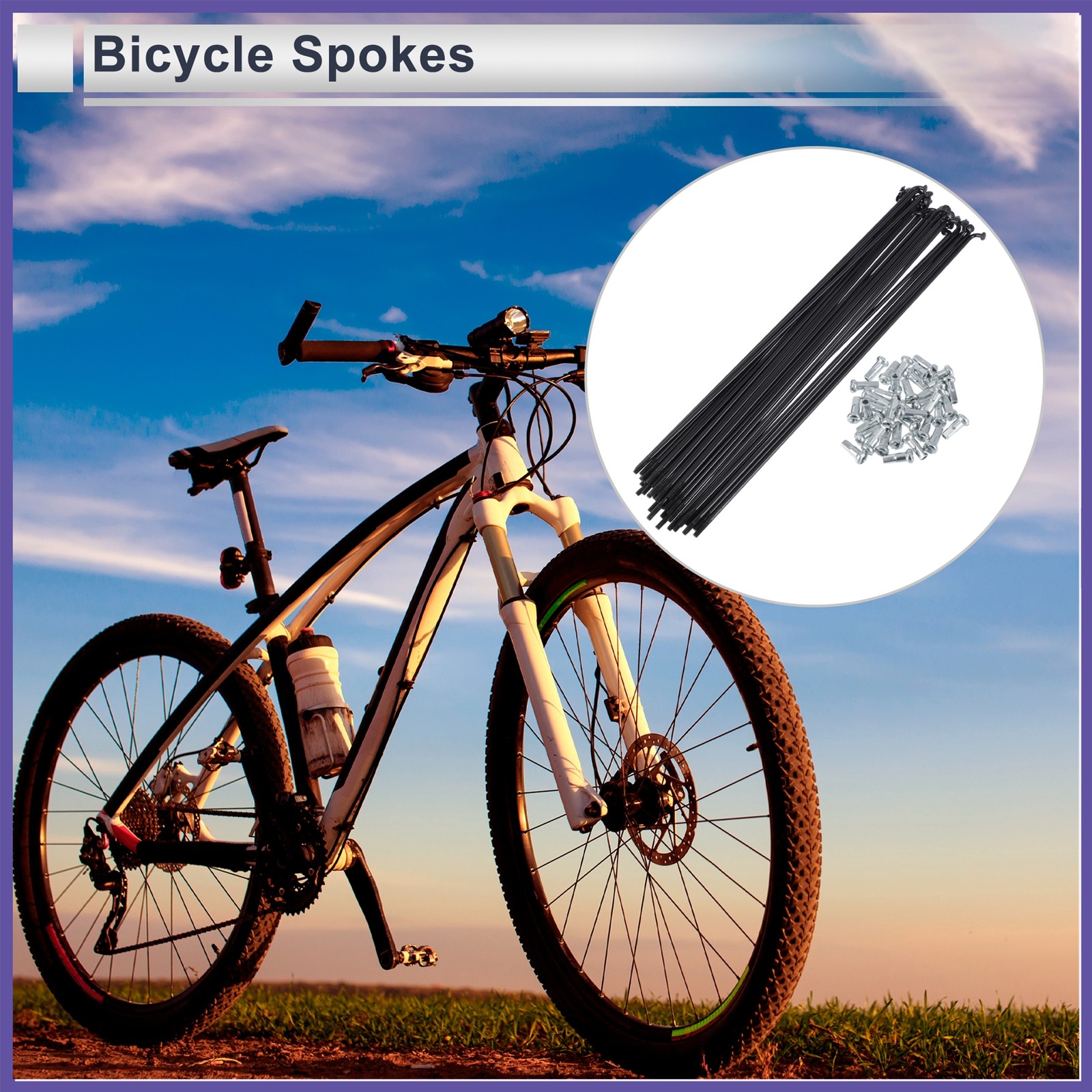 1 Set 13G 210mm Length Bicycle Spokes Nipple 45 Steel Universal