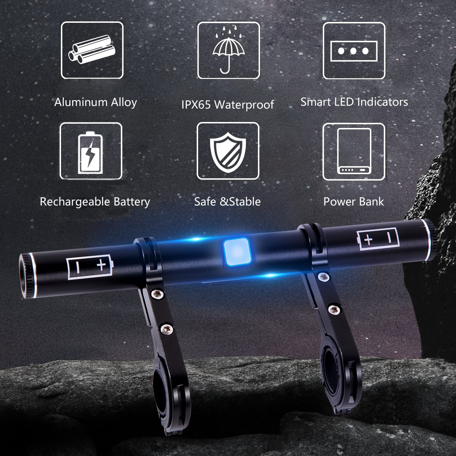 USB Rechargeable Bike Handlebar Extender,7.8in Bike Handlebar Extension and B…