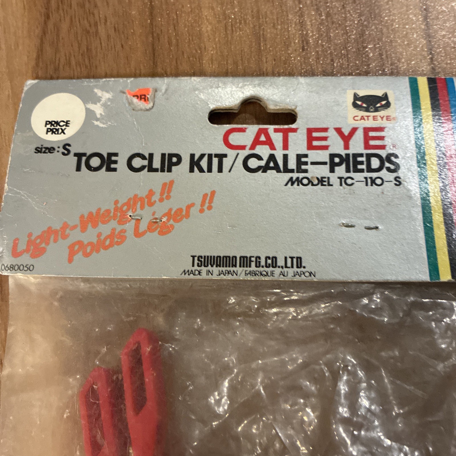 Vintage CatEye Toe Clips Red Small NOS TC-110-S 1980s Road Bike Japan Plastic