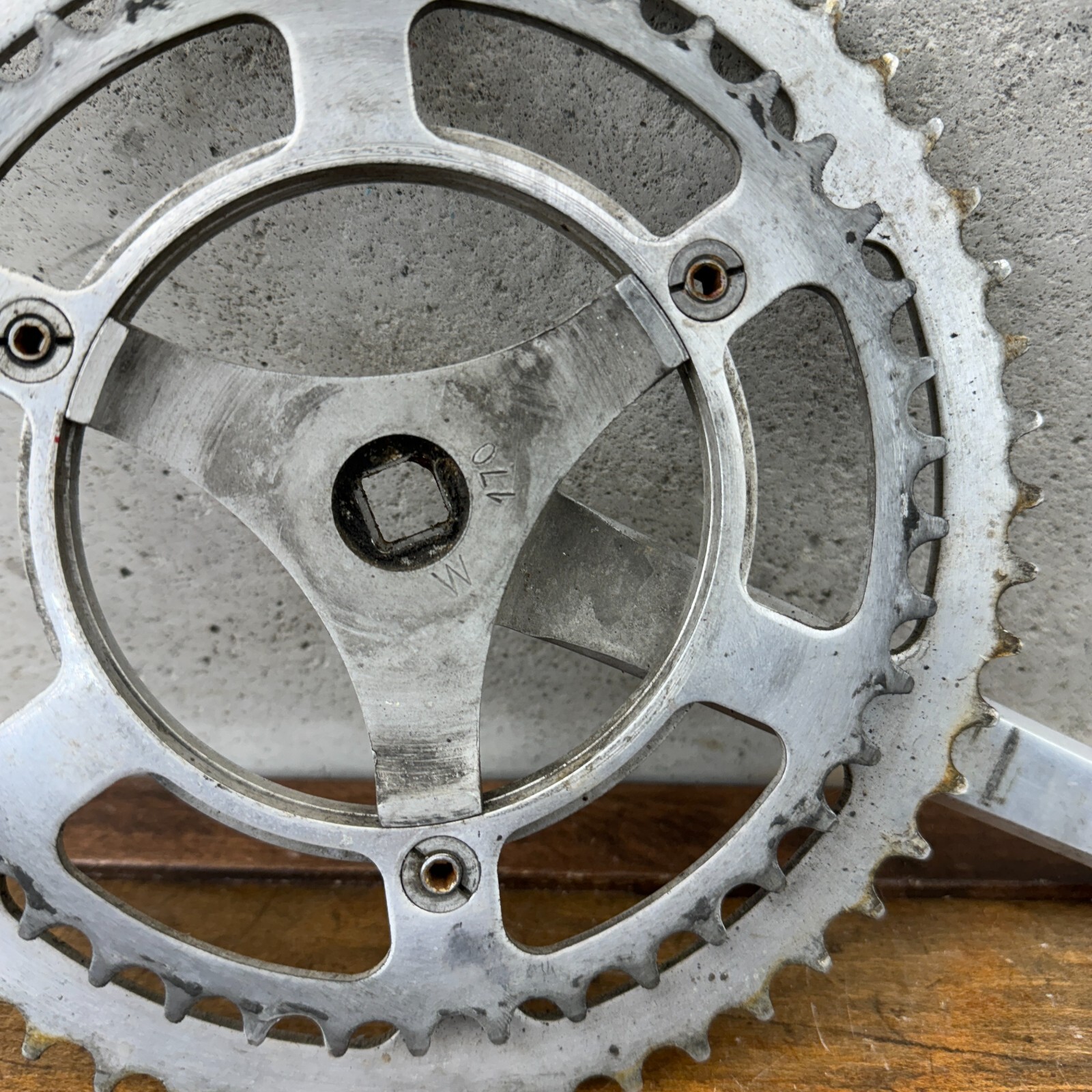 Vintage TA Professional Crank Set 170 mm 3 Arm 1970s France Eroica 3 Hole Alloy