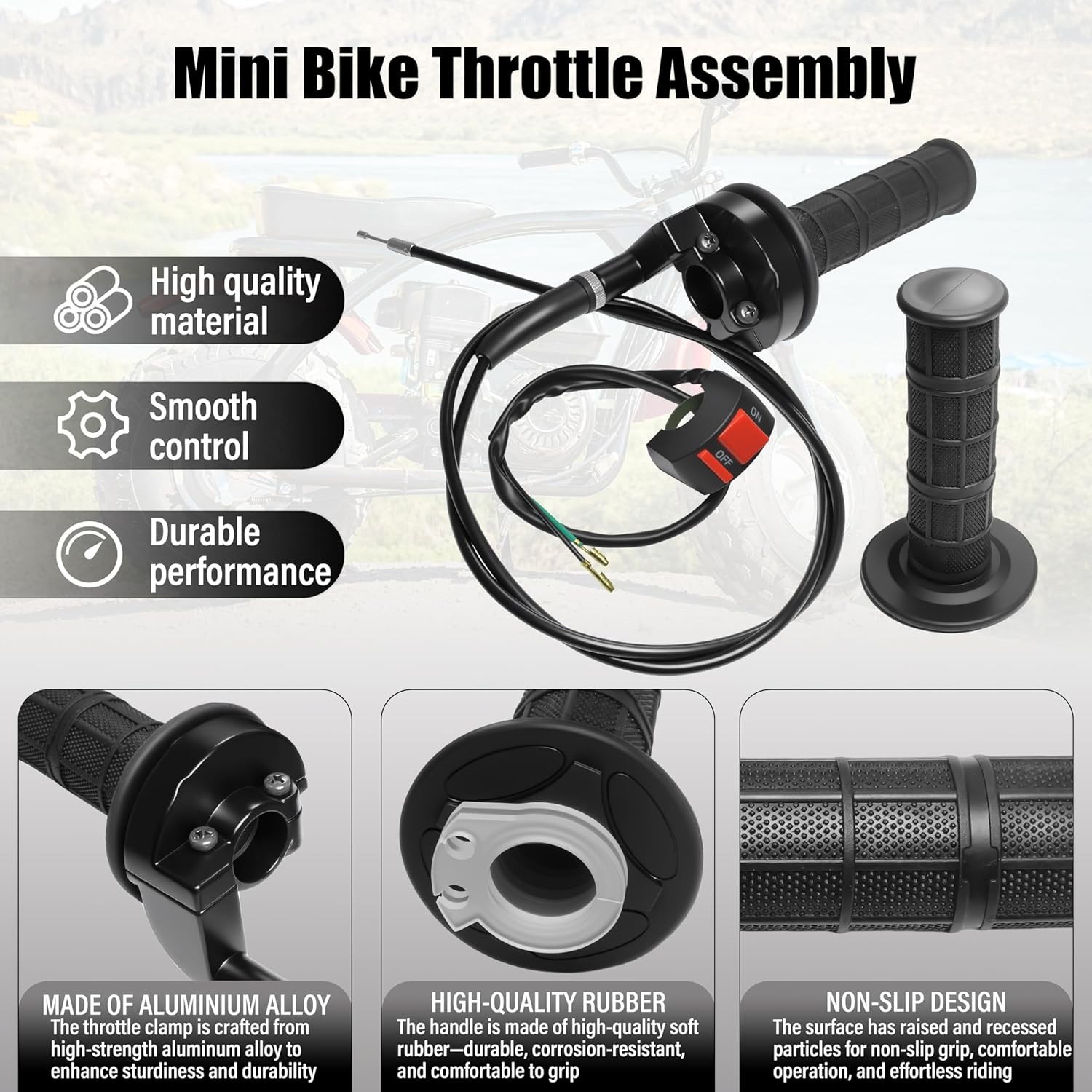 Universal Mini Bike Throttle Assembly&Cable Kit | Direct Replacement for Cole…