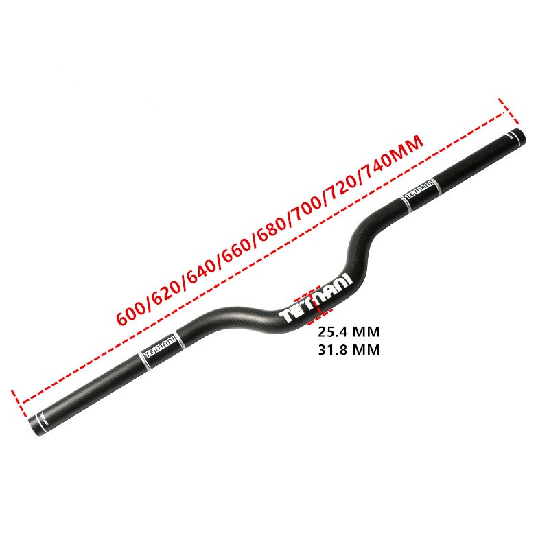 3K Full Carbon Bicycle Handlebars MTB Folding Bike Rise Bar 25.4/31.8*420-740mm