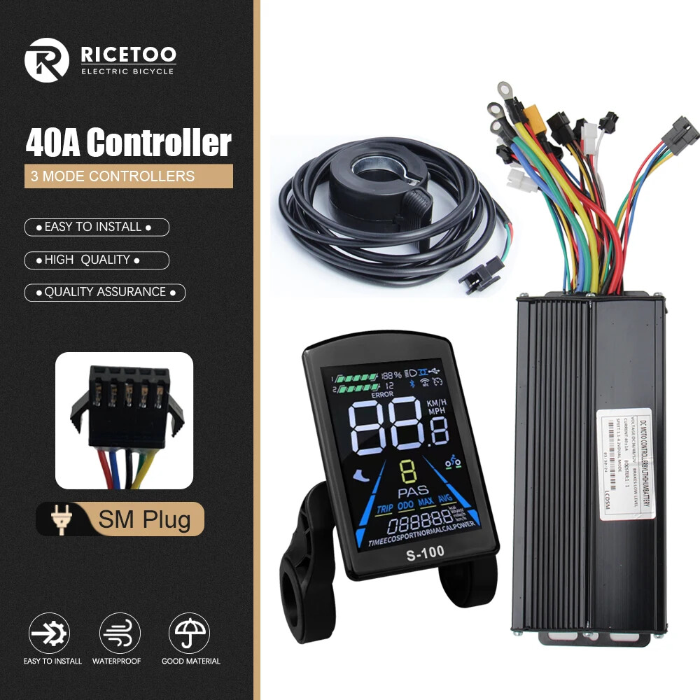 Ebike 3 Mode Sine Wave Controlle 17A 26A 30A 40A with Color S-100/H-100 Display