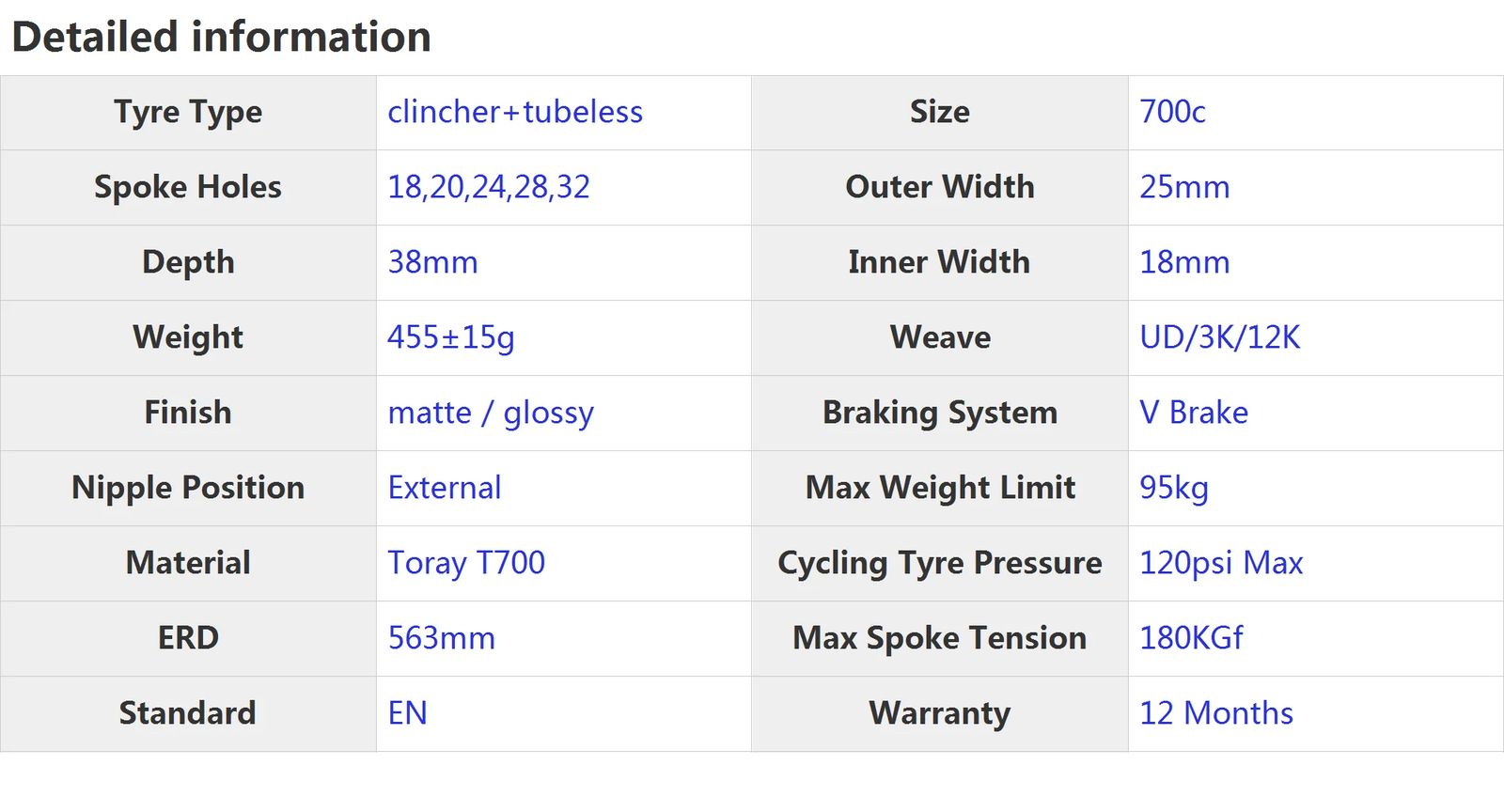 700C Carbon Rim V-brake Superlight Asymmetry Clincher Tubeless Fast Speed Rim