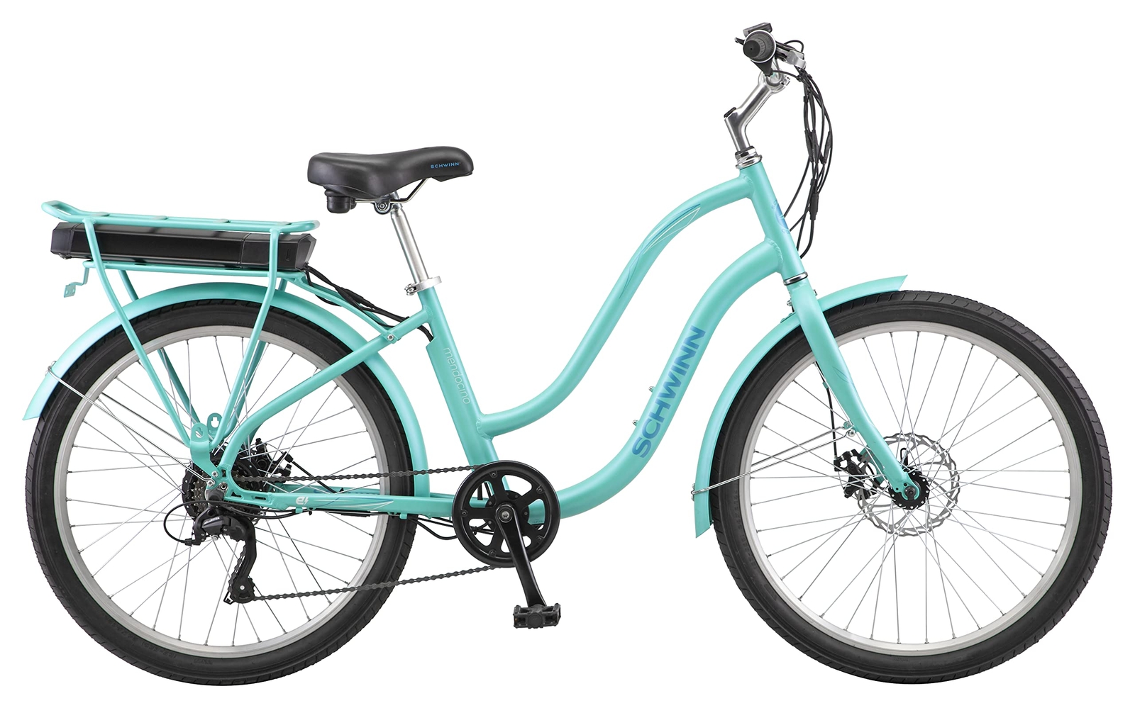 Schwinn 20MPH eBike, Up to 35-55 Miles 26-Inch Wheels, 6-Speed,Mint Green