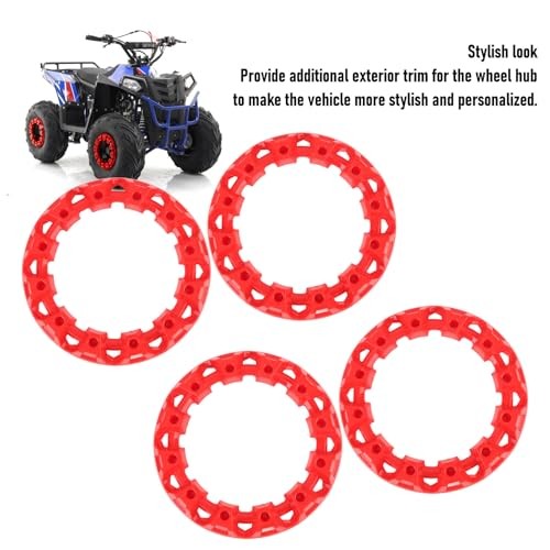 4Pcs 10 Inch ATV Wheel Trim Hub Decor Rim Cap Plastic Scratch Proof Sporty Red