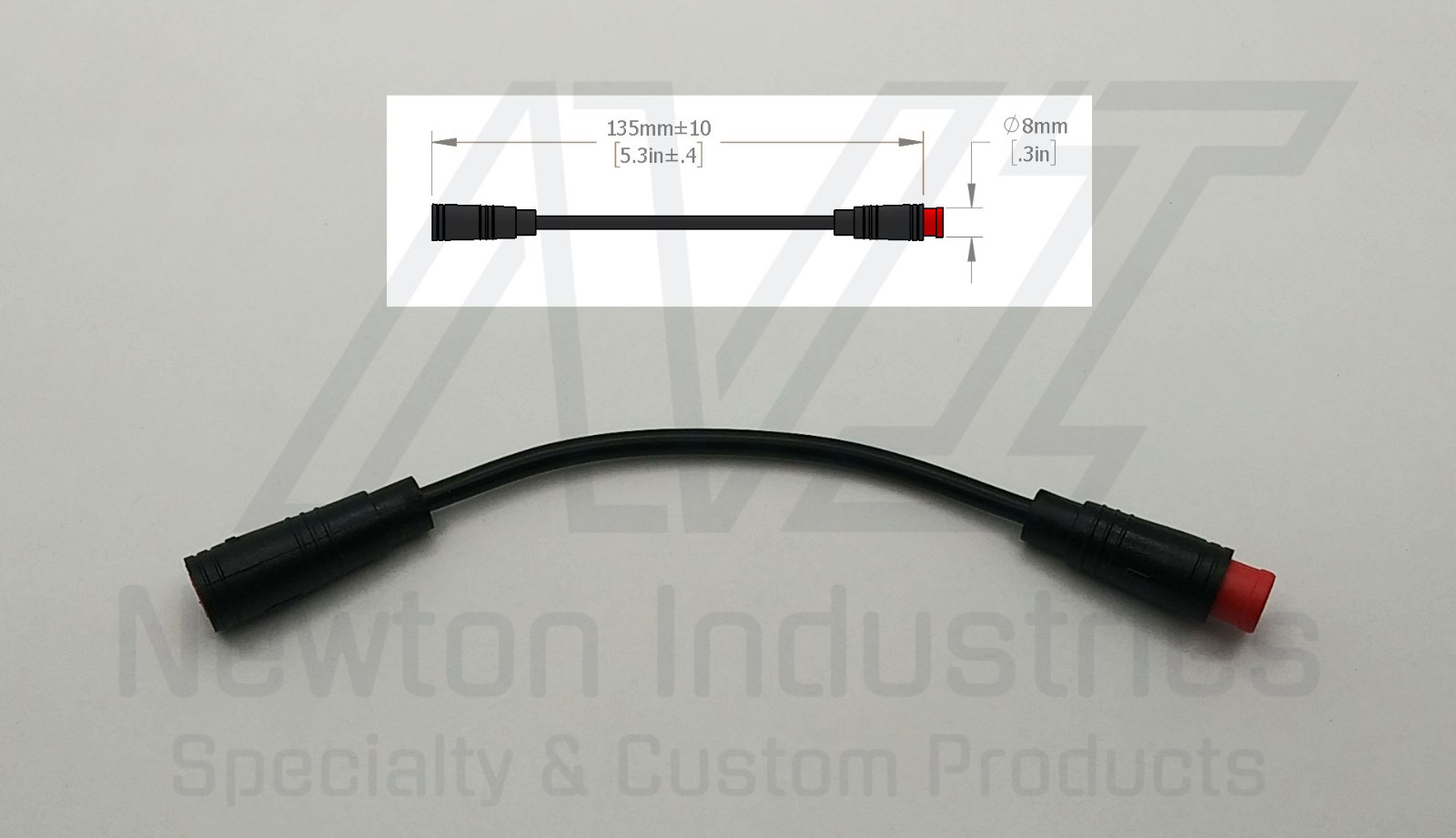 eBike Julet 2-PIN Red 14cm MALE to FEMALE Extension Cable Headlight Waterproof
