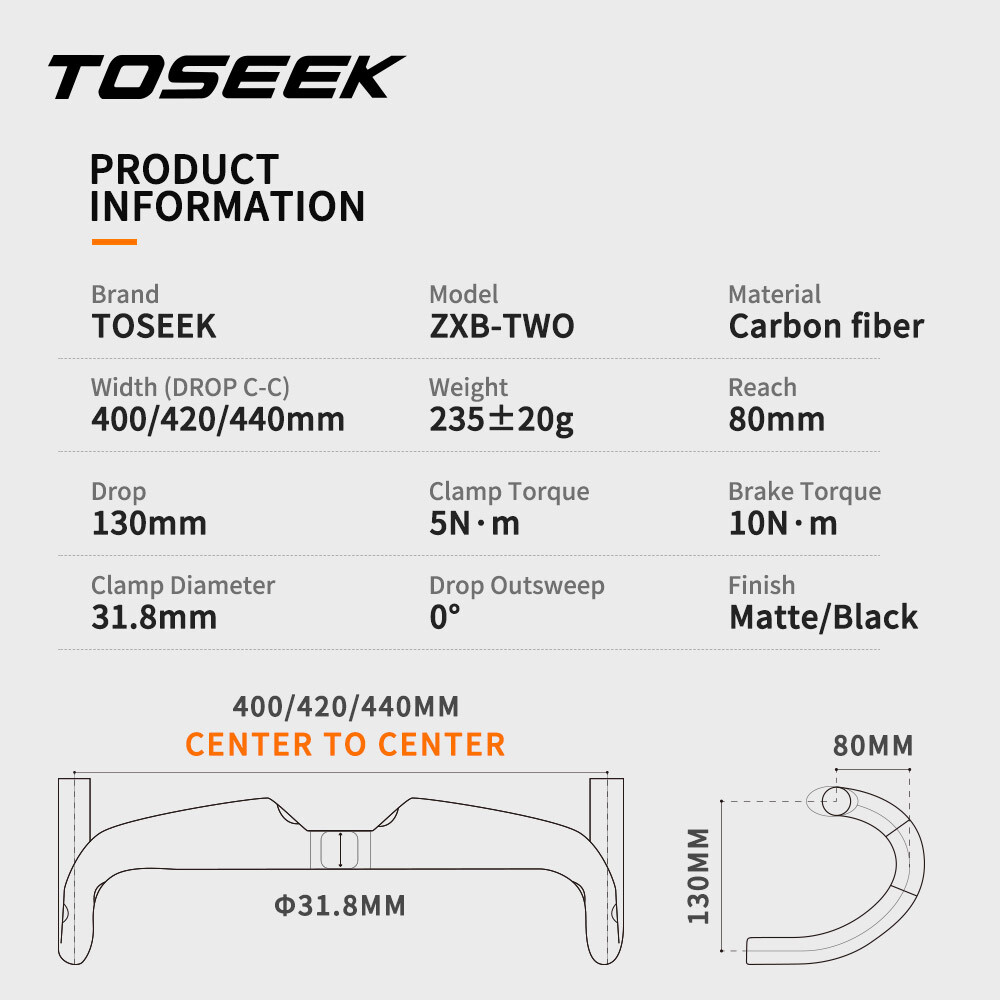 Carbon Fiber Bicycle Handlebar Road Bike Racing Aero Drop Bar 31.8*400/420/440mm