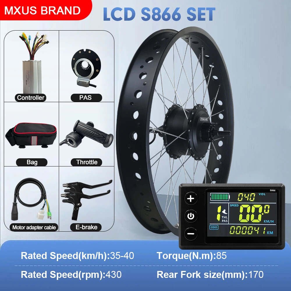 20 24 26in Snow E-bicycle Conversion Kit 48V 750W Fat Tire Rear Rotate Hub Motor