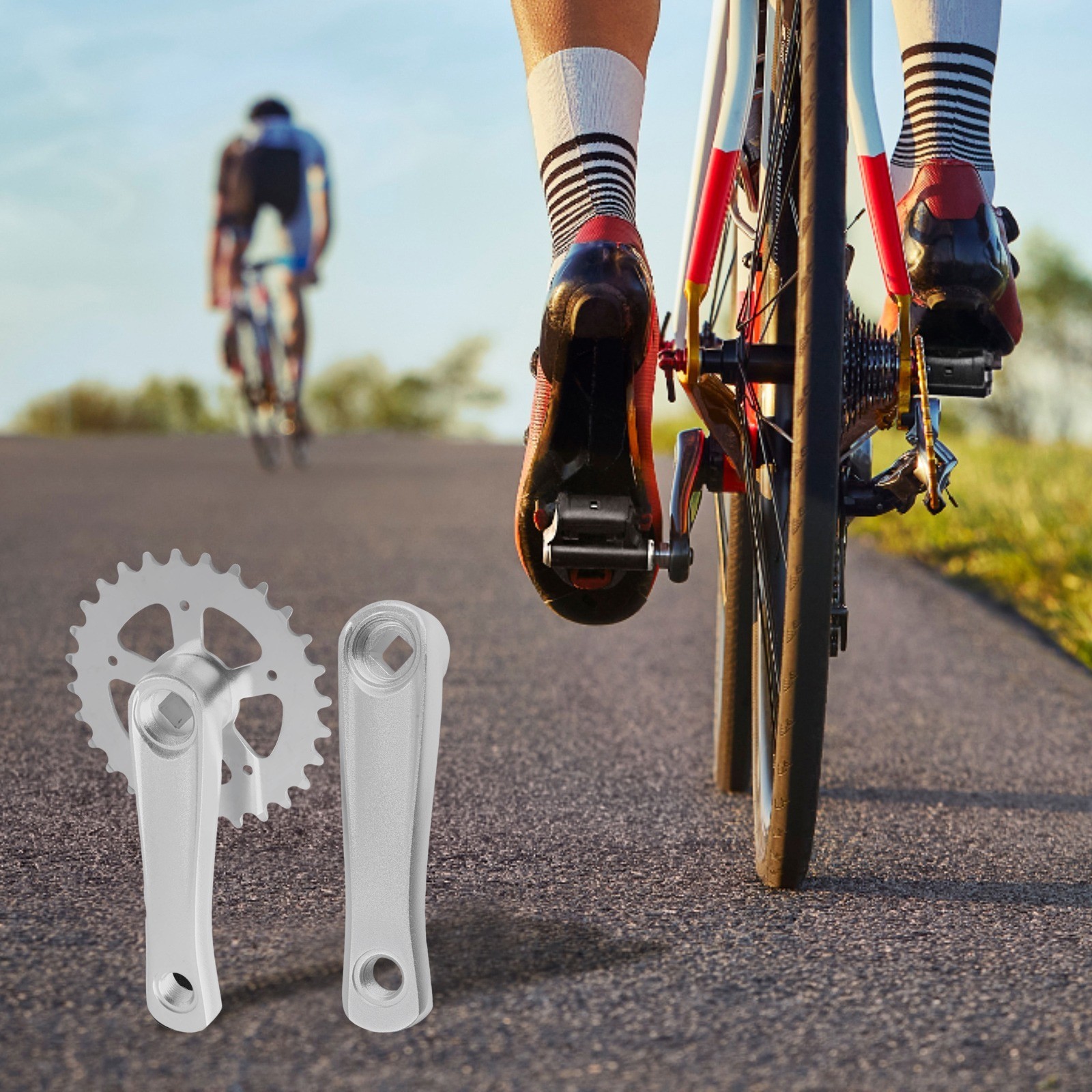 28T 114mm Aluminum Crankset for Single For Speed and Fixie Bikes Square Hole BB