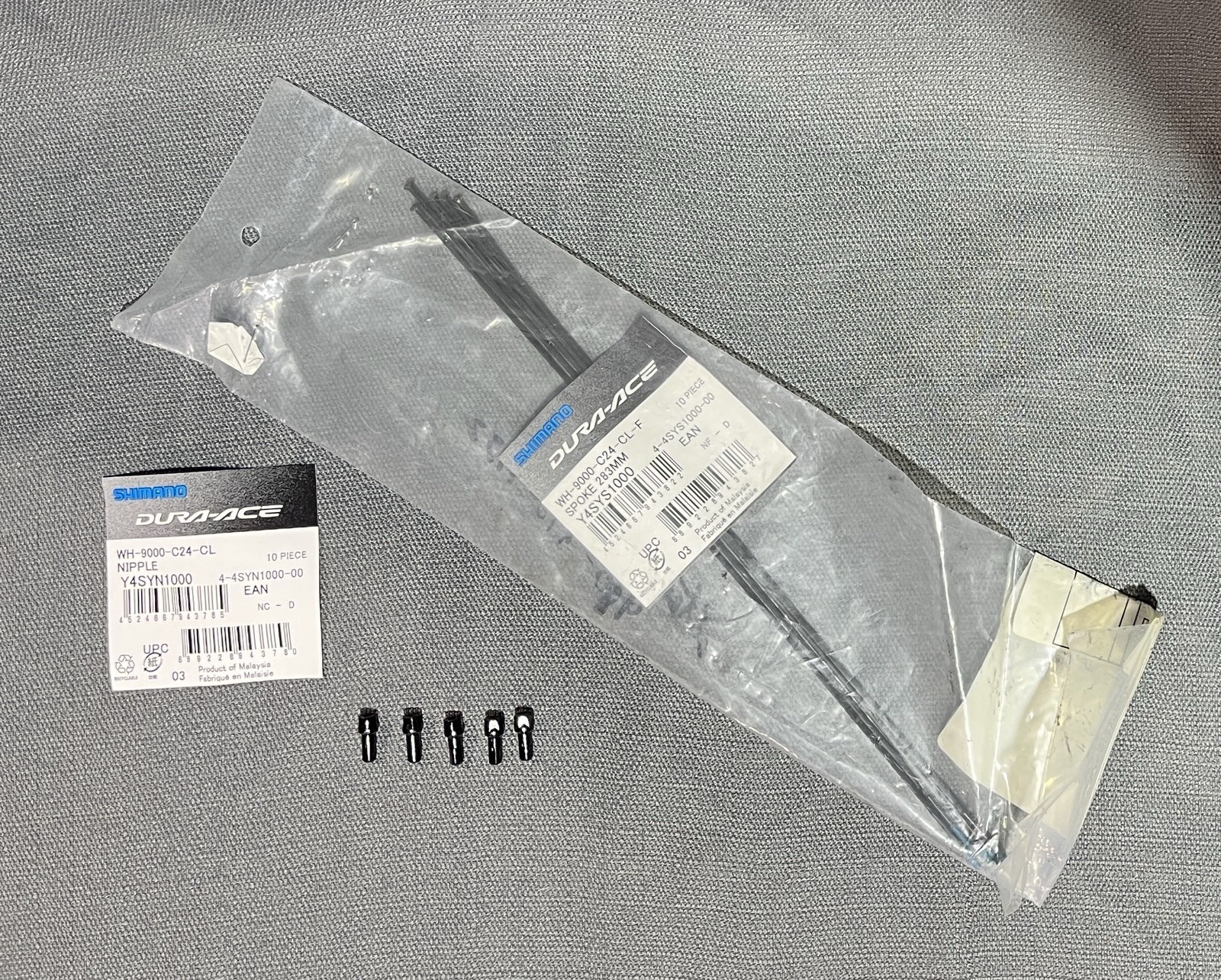 Shimano Dura-Ace WH-9000-C24-CL-F Spoke / WH-9000-C24-CL Nipple – 5 Each Black