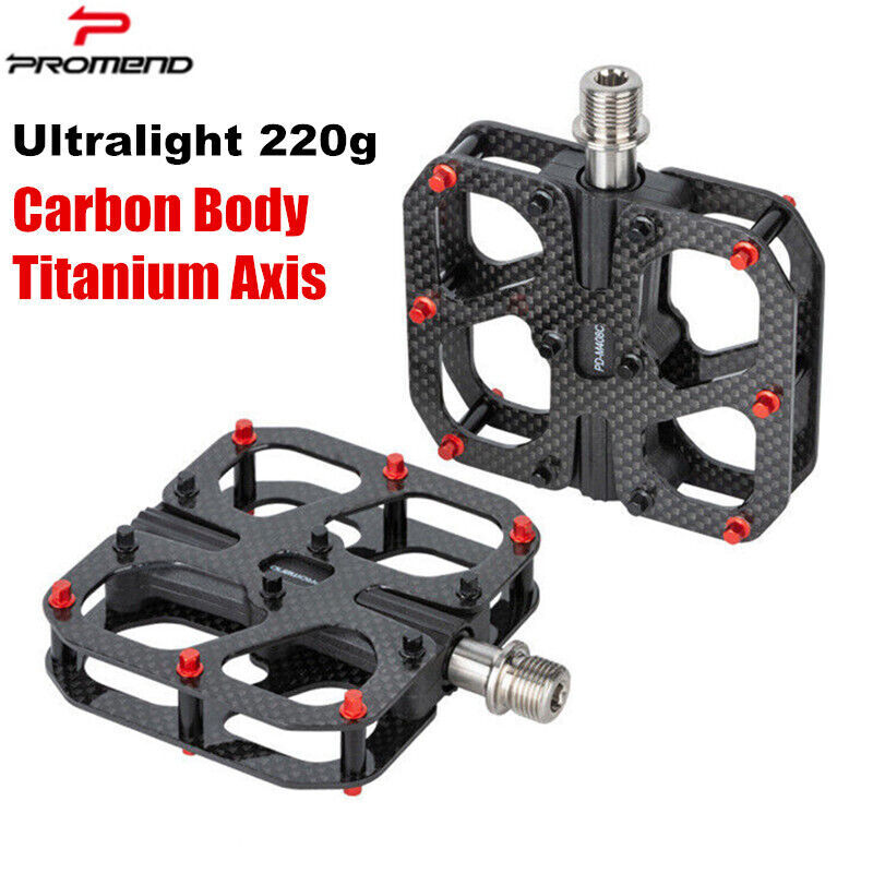 PROMEND Ultralight 220g Carbon Bicycle Pedals Titanium Axis MTB Road Bike Pedals