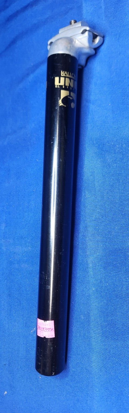 NOS Vintage Kalloy Uno Seatpost 31.6mm 350mm Glossy Black & Silver