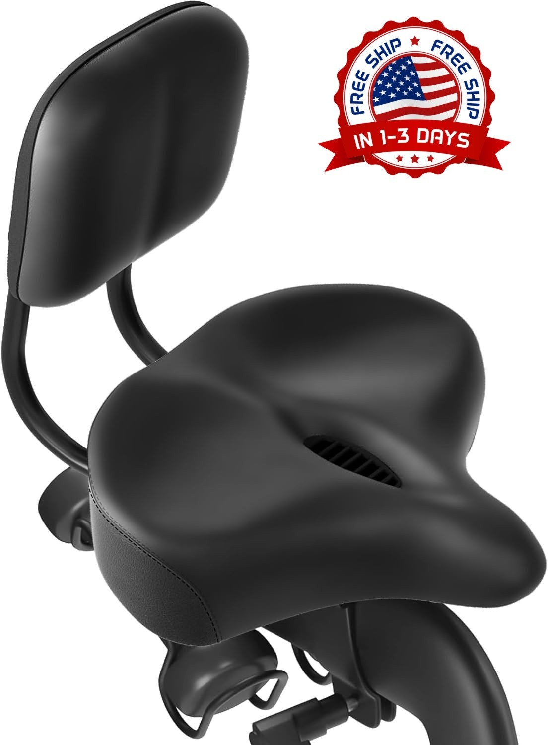 Asiento de bicicleta extragrande con respaldo, acolchado de 11,5″×9,5″ de ancho