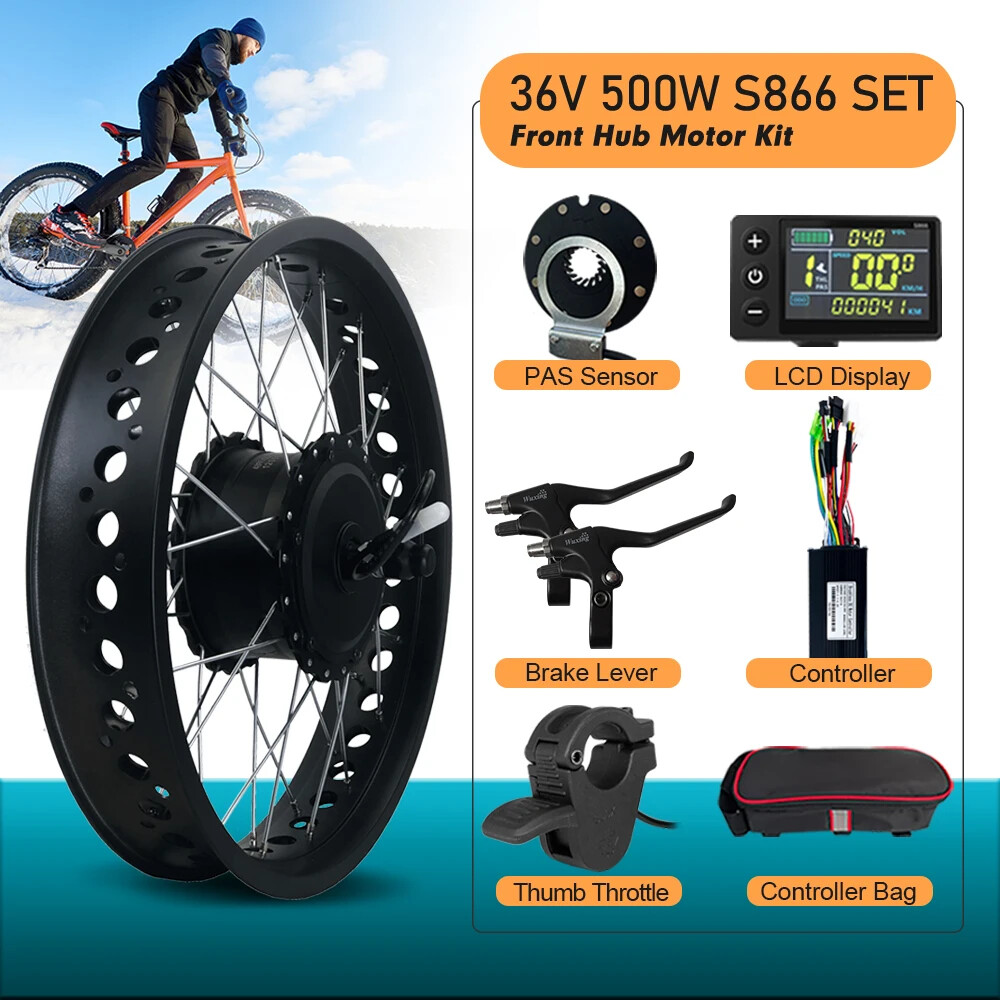 36 48V 500W Brushless Gear Front Motor Wheel for Snow Fat Bike Electric Bicycle