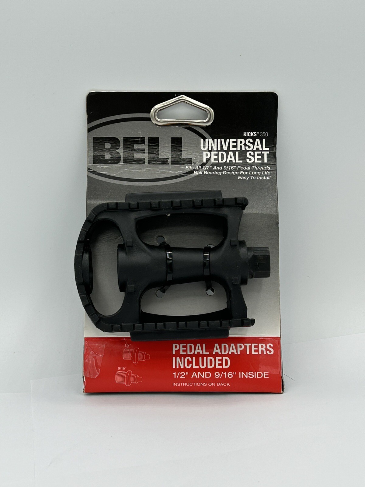 Bell Universal Bike Black Pedal Set Fits 1/2″- 9/16″ Pedal Adapters Included New