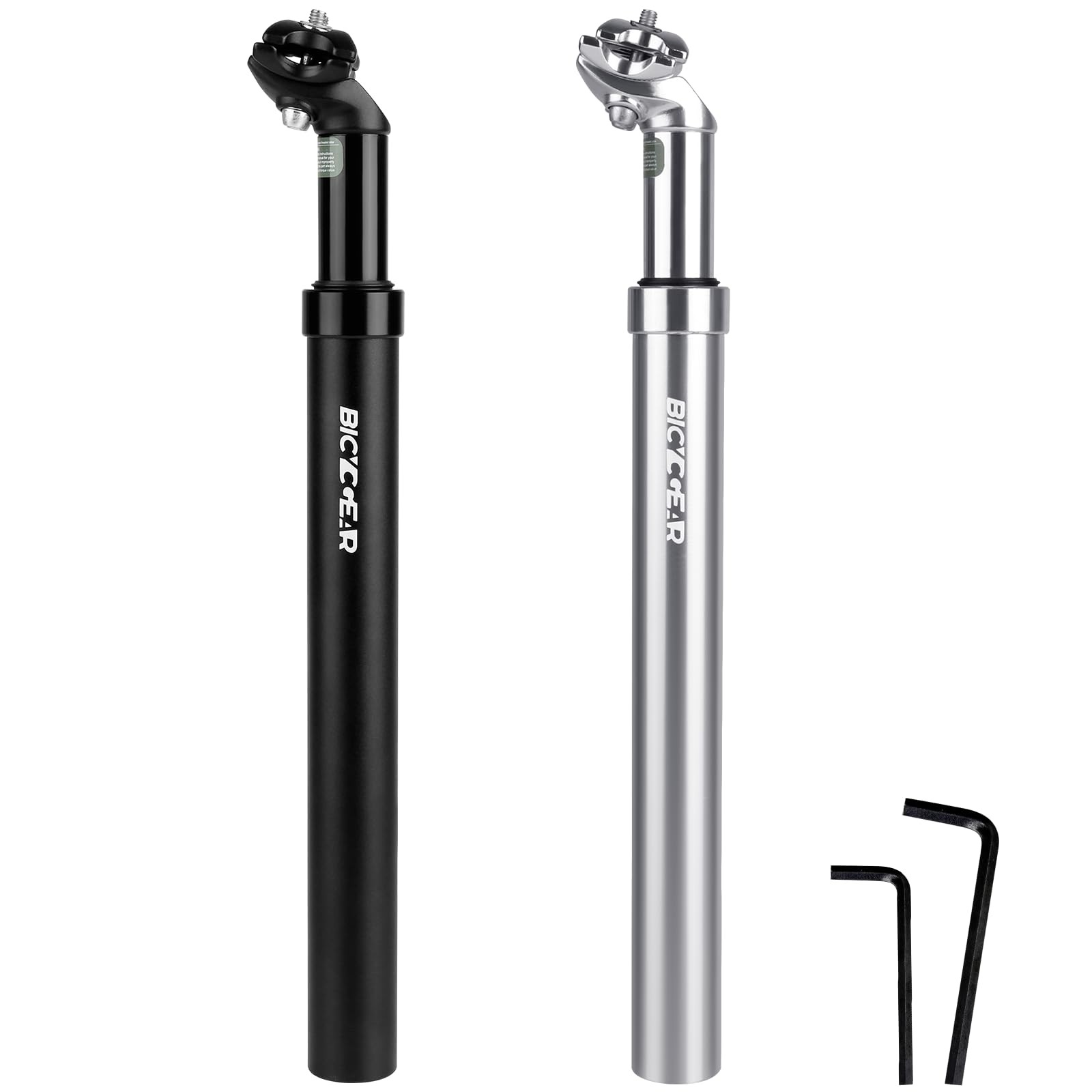 BICYCGEAR Suspension Seatpost 27.2 30.4 30.9 31.6 Bike BLACK-30.4MM, Black