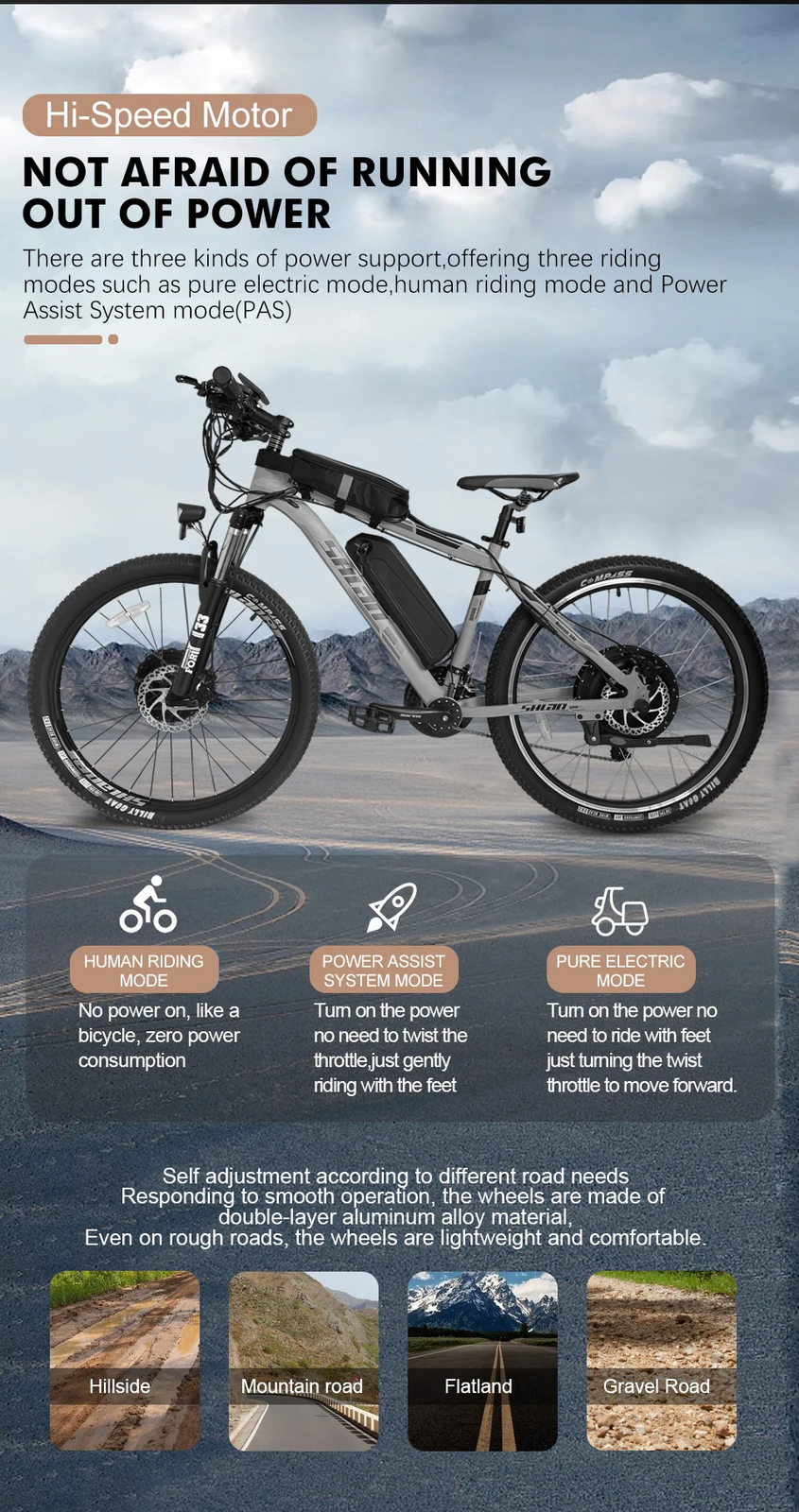 36V 48V 500W MTB Electric Bicycle Front Rear Brushless Gearless Hub Motor Wheel
