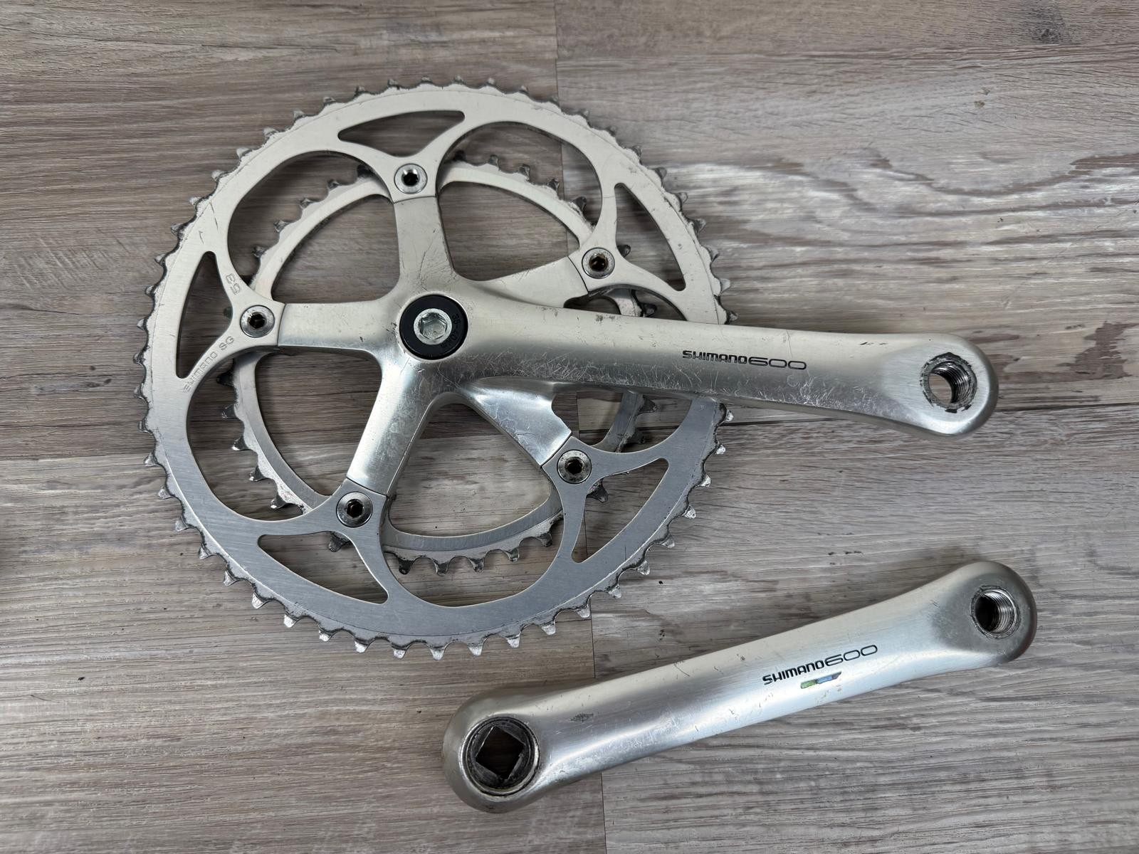 Vintage Shimano 600 Tricolor FC-6400 170mm 53/39 Aluminum Double Crankset