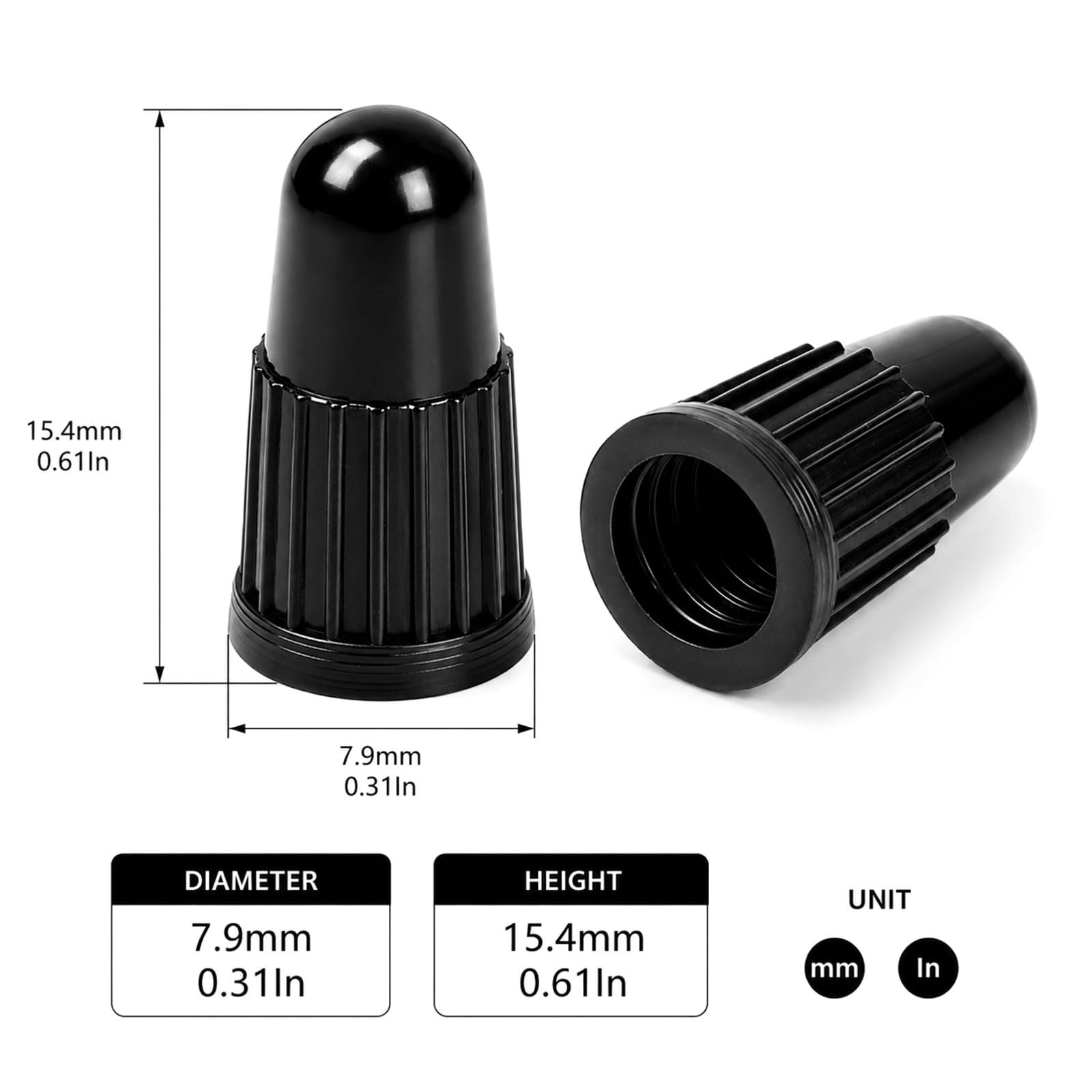 Black Plastic Presta Valve Caps Bike Valve Stem Caps