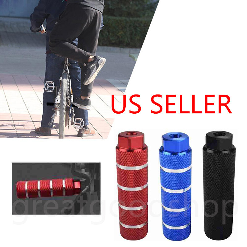 2pcs MTB BMX Bike Alloy Foot Stunt Pegs Footrest Lever Cylinder Grip 3/8» Axle