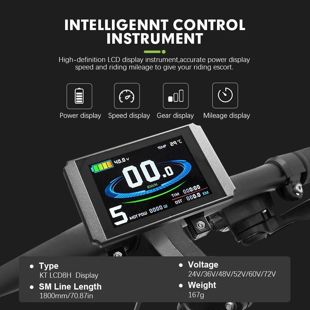 Electric Bike Sine Wave KT Controller 36V/48V/52V 45A with LCD Colour Display