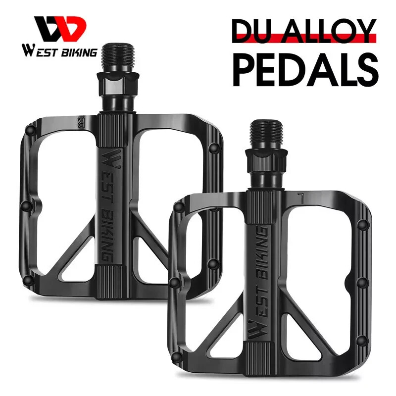 West Biking 9/16 Bicycle Pedals DU Bearing Aluminum Bicycle Pedals in Black