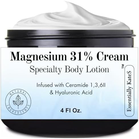Magnesium 31% Cream Lotion 4 Fl Oz – Infused with Ceramides 1, 3, 6II and Hyalur
