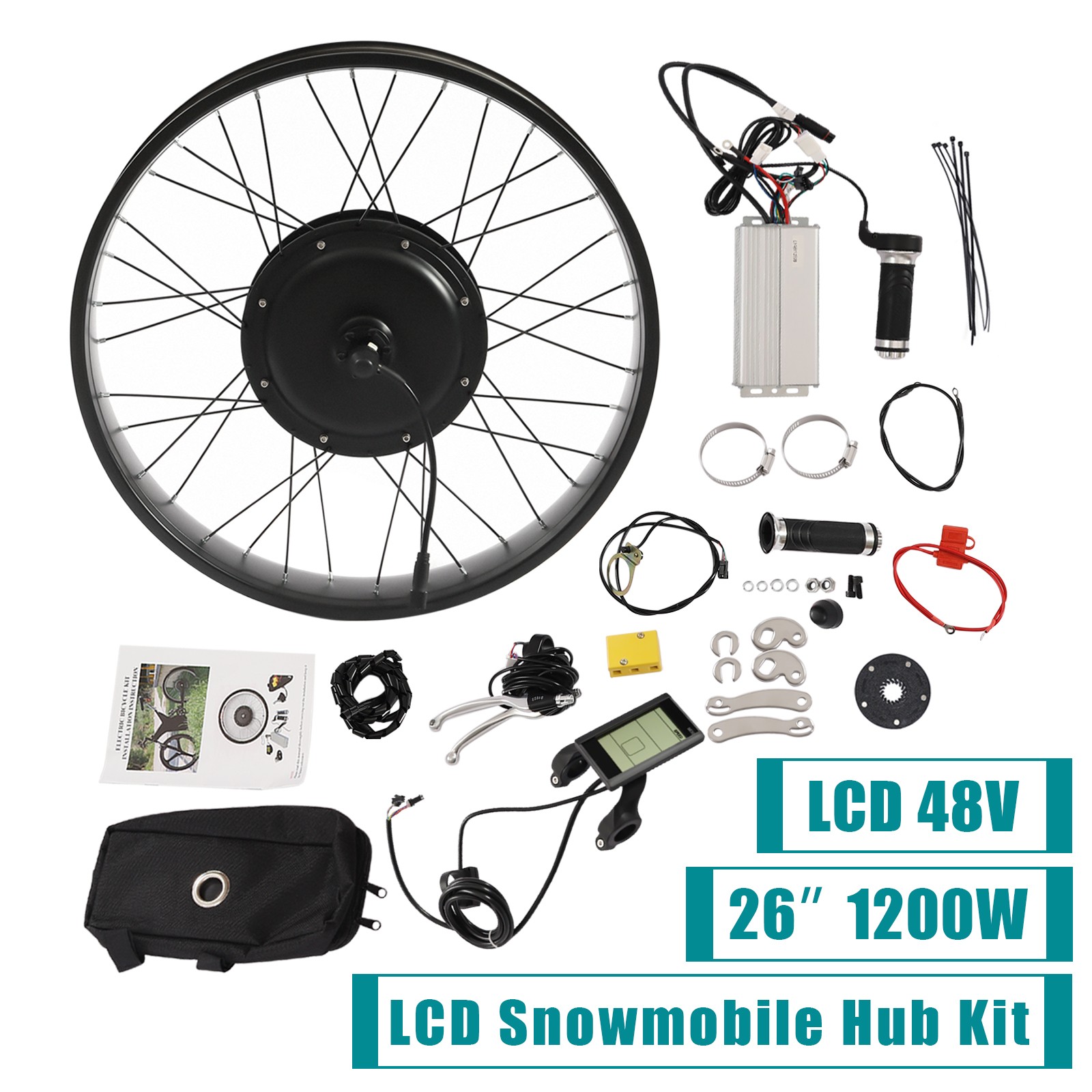 26″ 1200W Fat Tire Electric Bicycle Motor E-Bike Rear Wheel LCD Conversion Kit