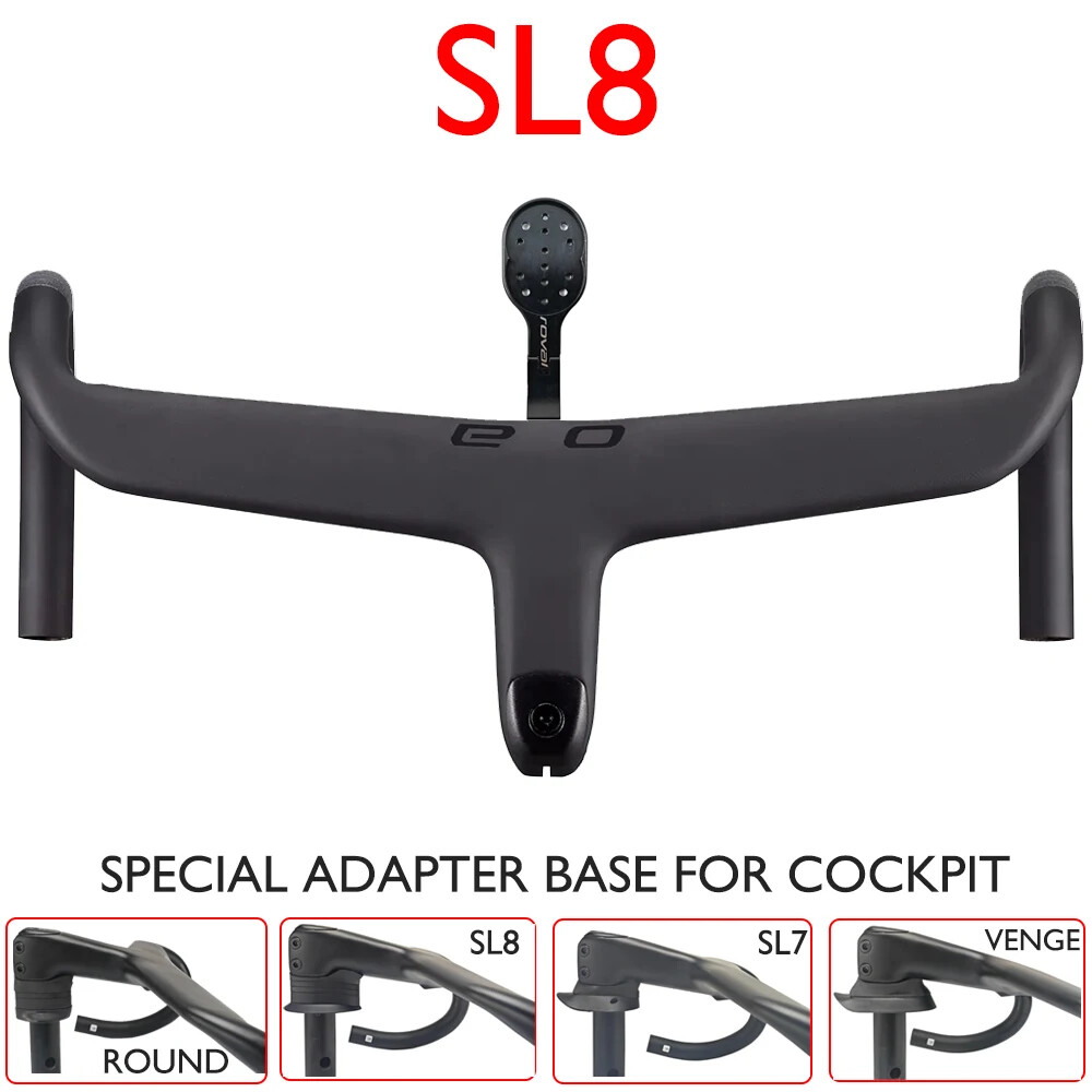 Road Bike Carbon Fiber Integrated Handlebars Internal Wiring 28.6mm 380-440mm