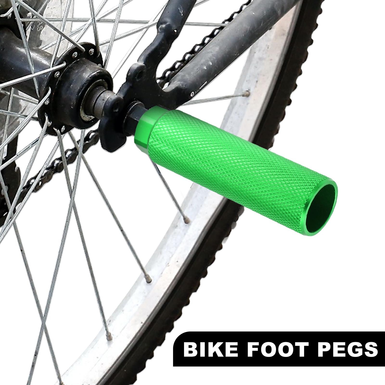 Pair Aluminum Alloy Rear Foot Pegs Green for MTB Bicycle Fit 3/8 inch Axles