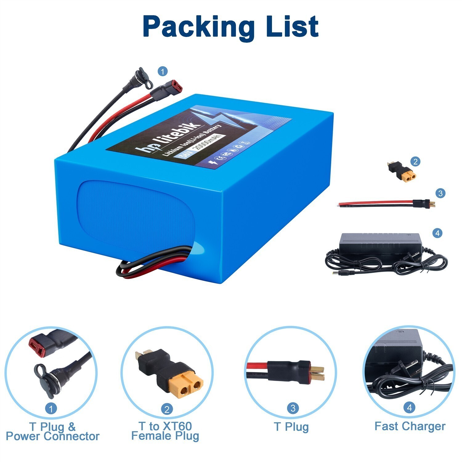 36v 20Ah Lithium Lifepo4 Ebike Battery Pack for 200W-1000W Bike Motor 30A BMS US