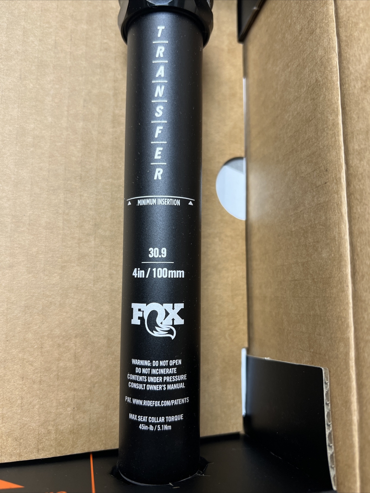 FOX Transfer Performance Dropper Seat Post 30.9 100mm Internal Routing Anodized