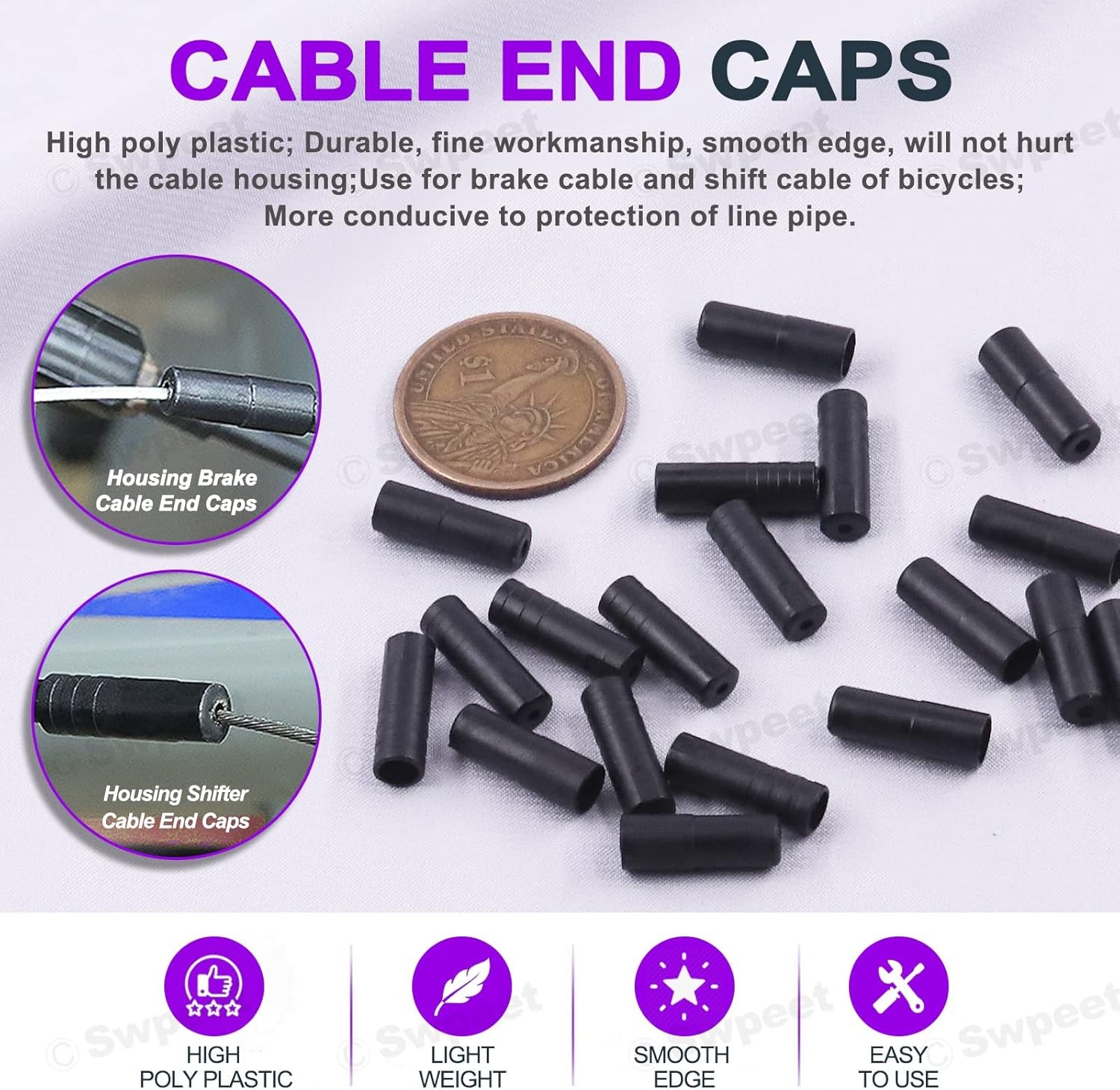 Swpeet 83Pcs Stainless Steel Bike Cable Cutter and Brake Cable Housing Shift Cab