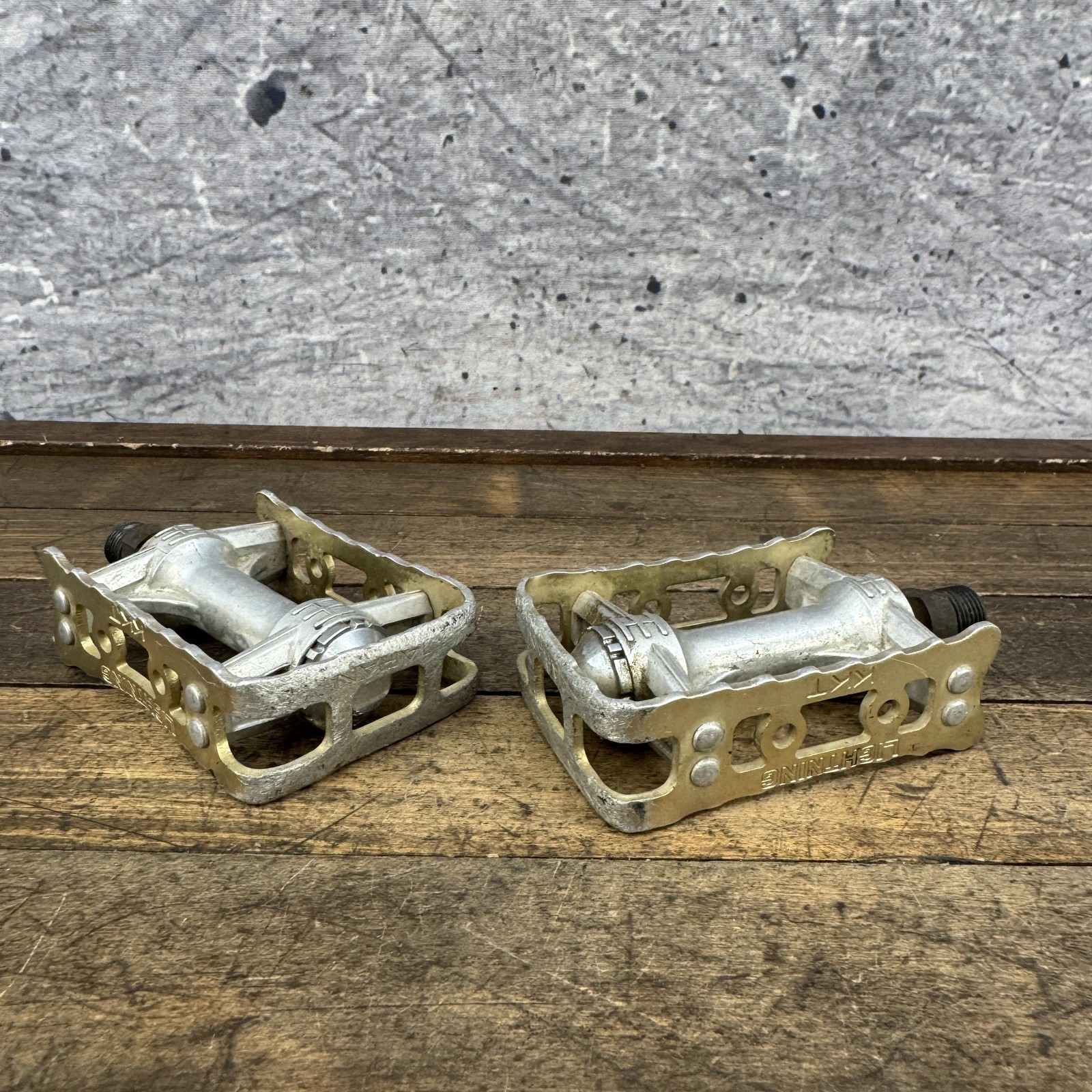Vintage KKT Lightning BMX Bike Pedals 9/16 Gold 1980s Old School Race Bike Fade