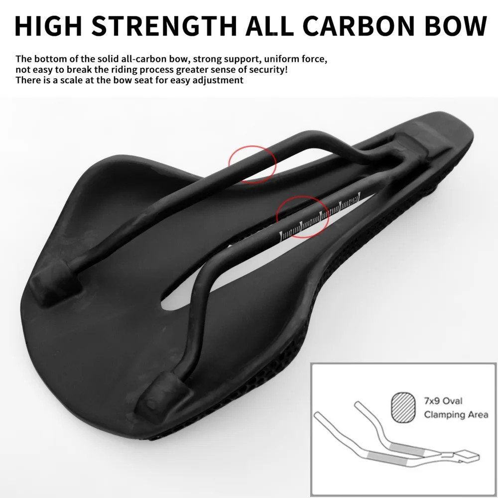 3D Printed Carbon Saddle for XC Road Gravel MTB Off-Road Bike Cycling Parts