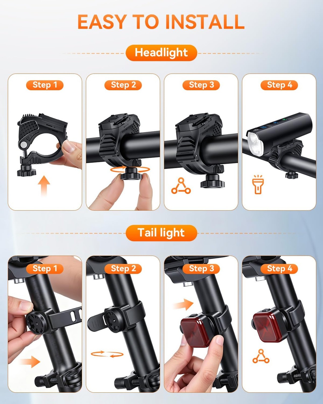 2026 New Bike Lights for Night Riding, 5000mAH Rechargeable Bicycle Lights Fr…