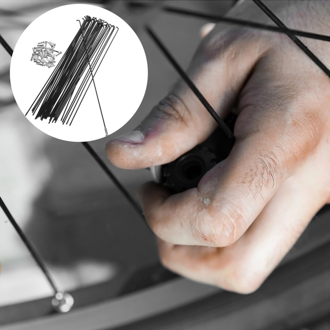 BESPORTBLE 36Pcs 14g Mountain Bike Steel Spokes with 26 inches, Black