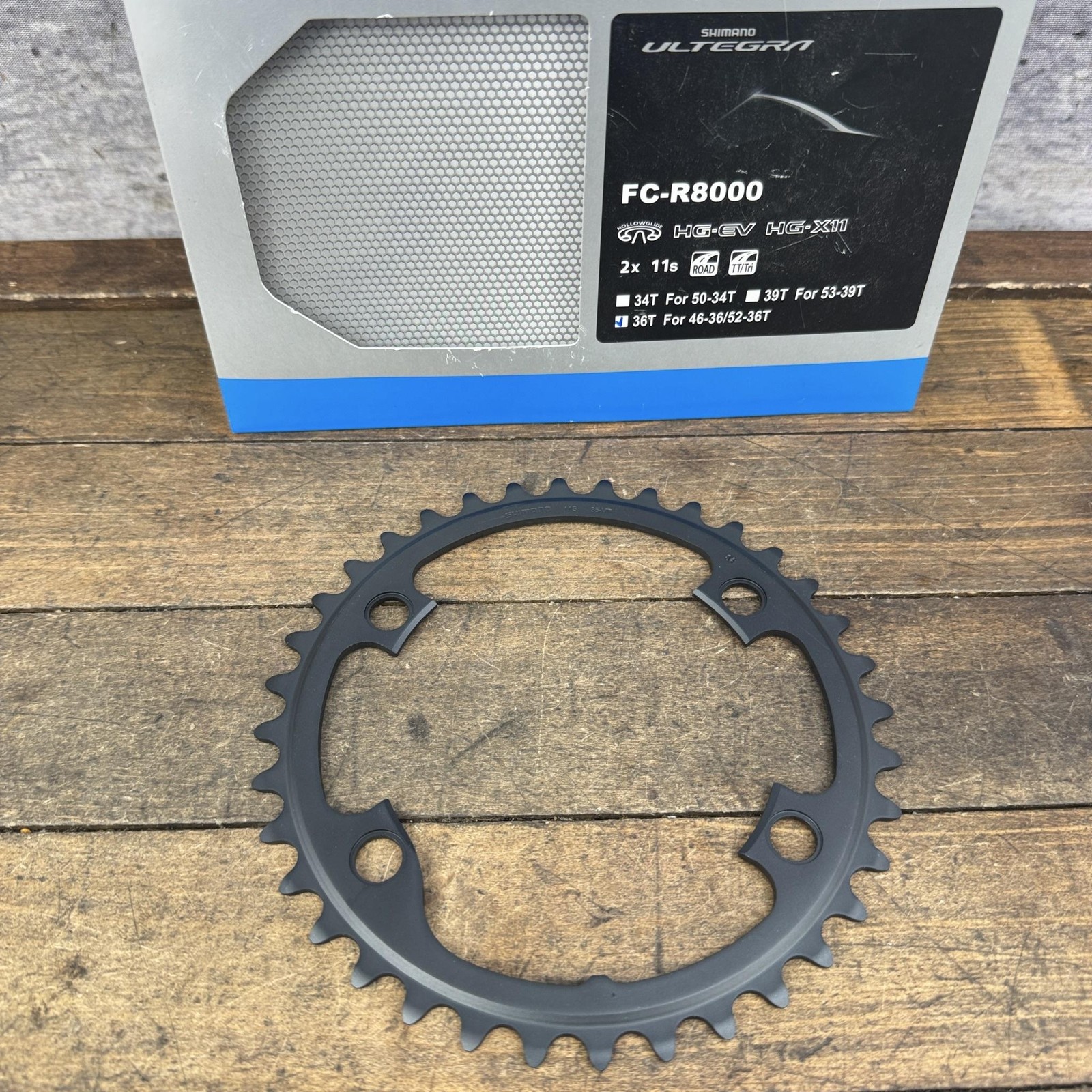 Shimano Ultegra 36T Chainring 110 BCD 4-Arm Black Asymmetric Road 11s FC-R8000