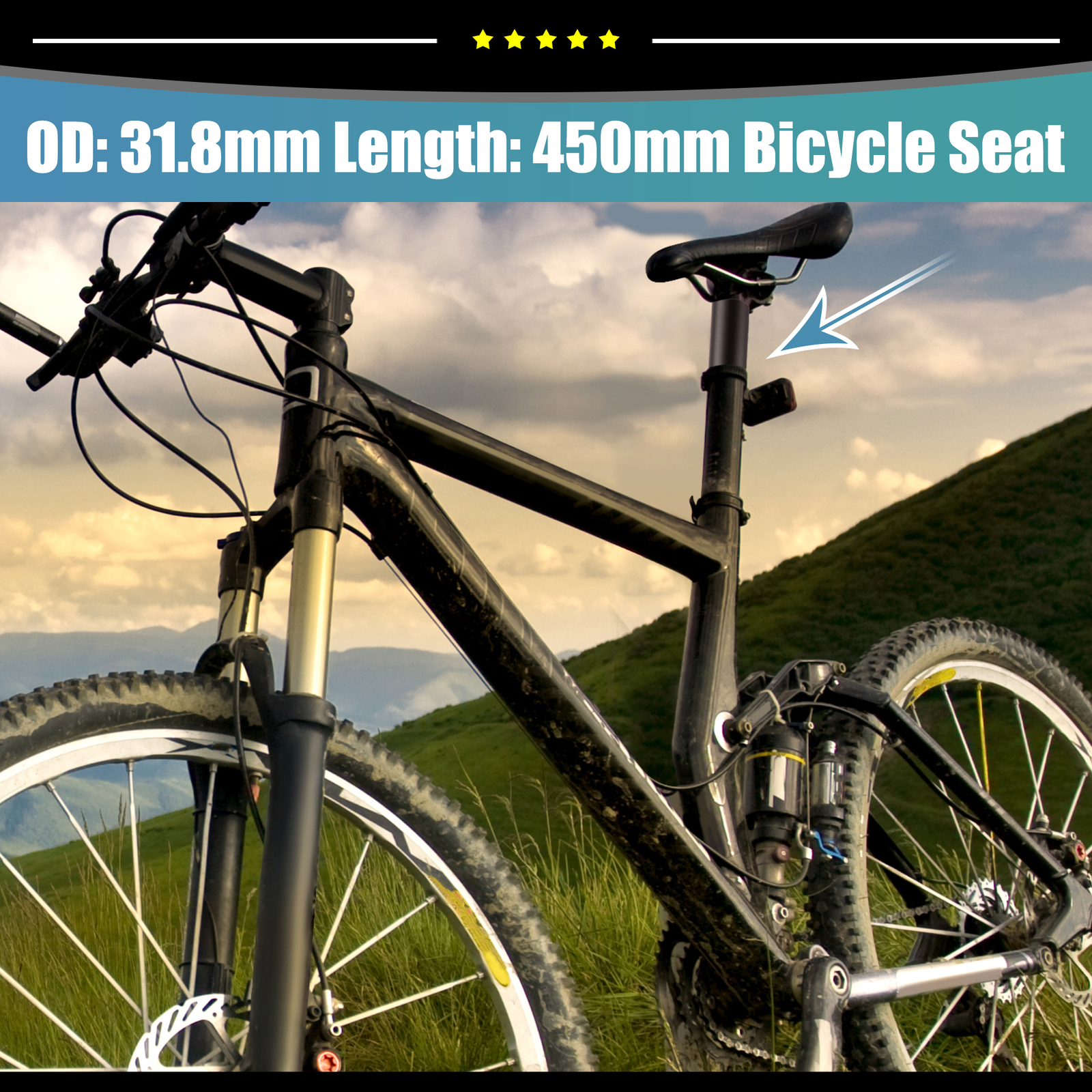 31.8x450mm Bicycle Seat Post Aluminum Alloy Tube Universal for MTB Mountain Bike