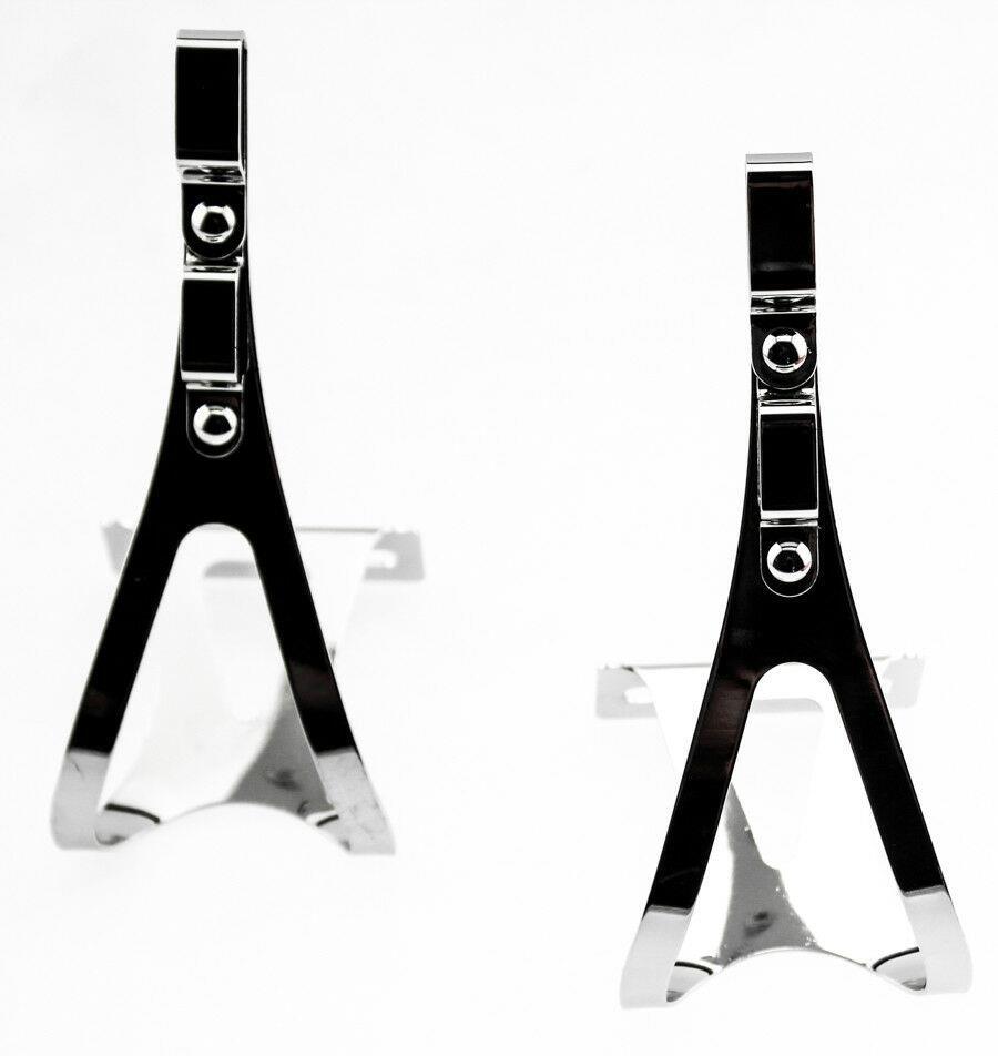AVENIR 2X FIXIE STEEL TOE CLIPS LG Bike Pedals Strapless Double Strap Silver NEW